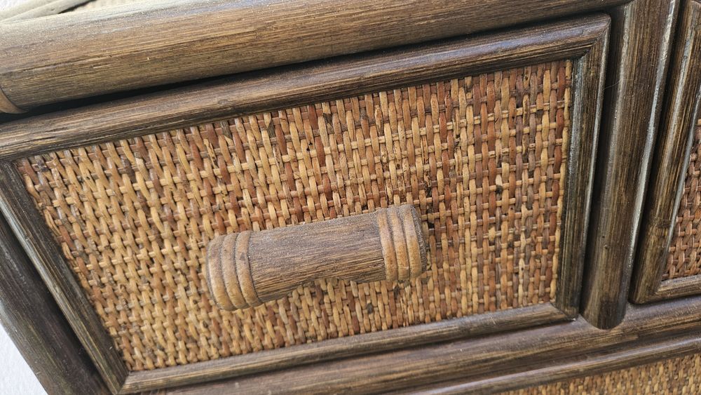 Zestaw mebli ratanowych kolor zielony brąz