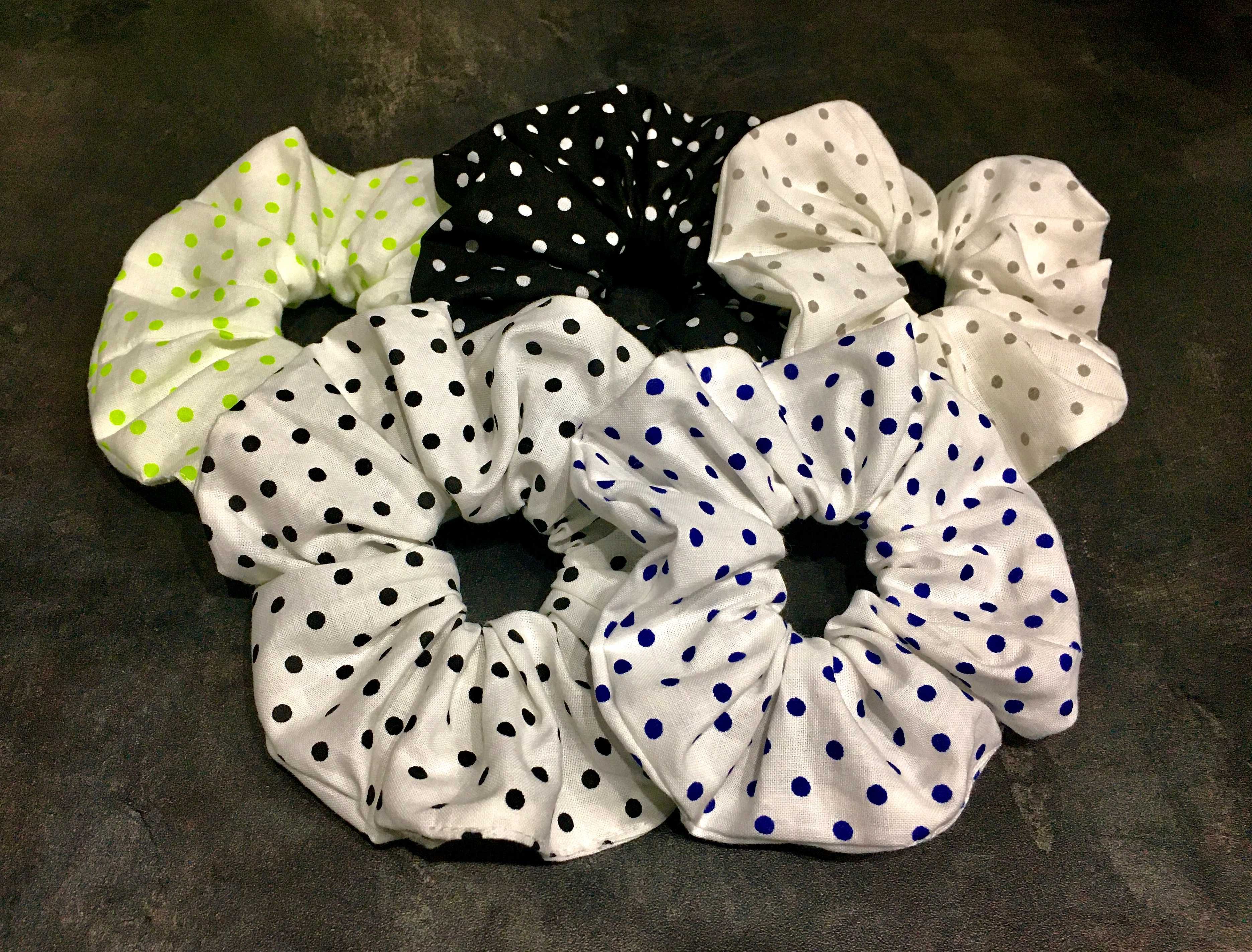 Zestaw 5 scrunchie  kropki.