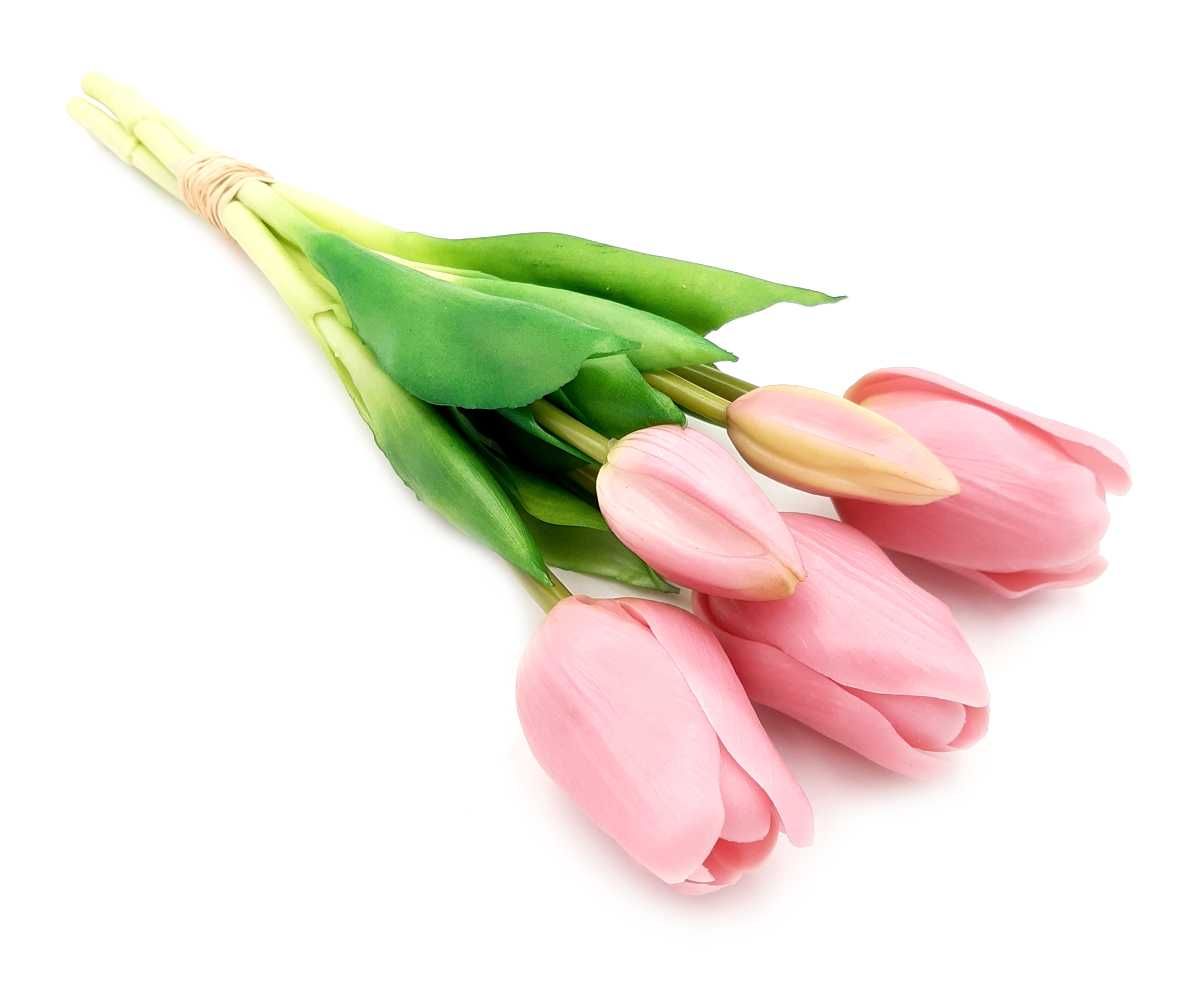 Tulipan silikonowy sztuczne tulipany bukiet 5 sztuk RÓŻOWE LILIOWE