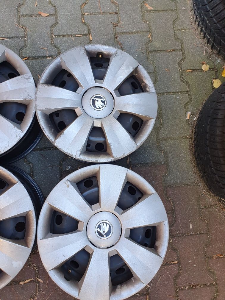 Oryginalne Felgi Stalowe 15" Skoda Fabia Vw Polo 5x100 ET38 + kołpaki