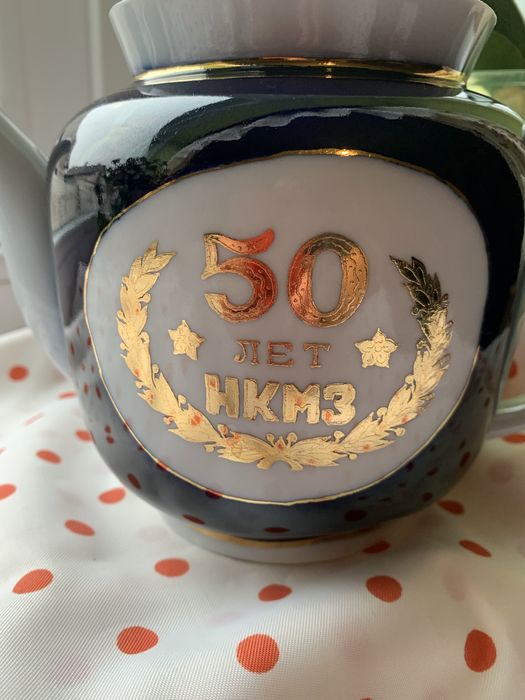 Чайник большой. Кобальт, позолота