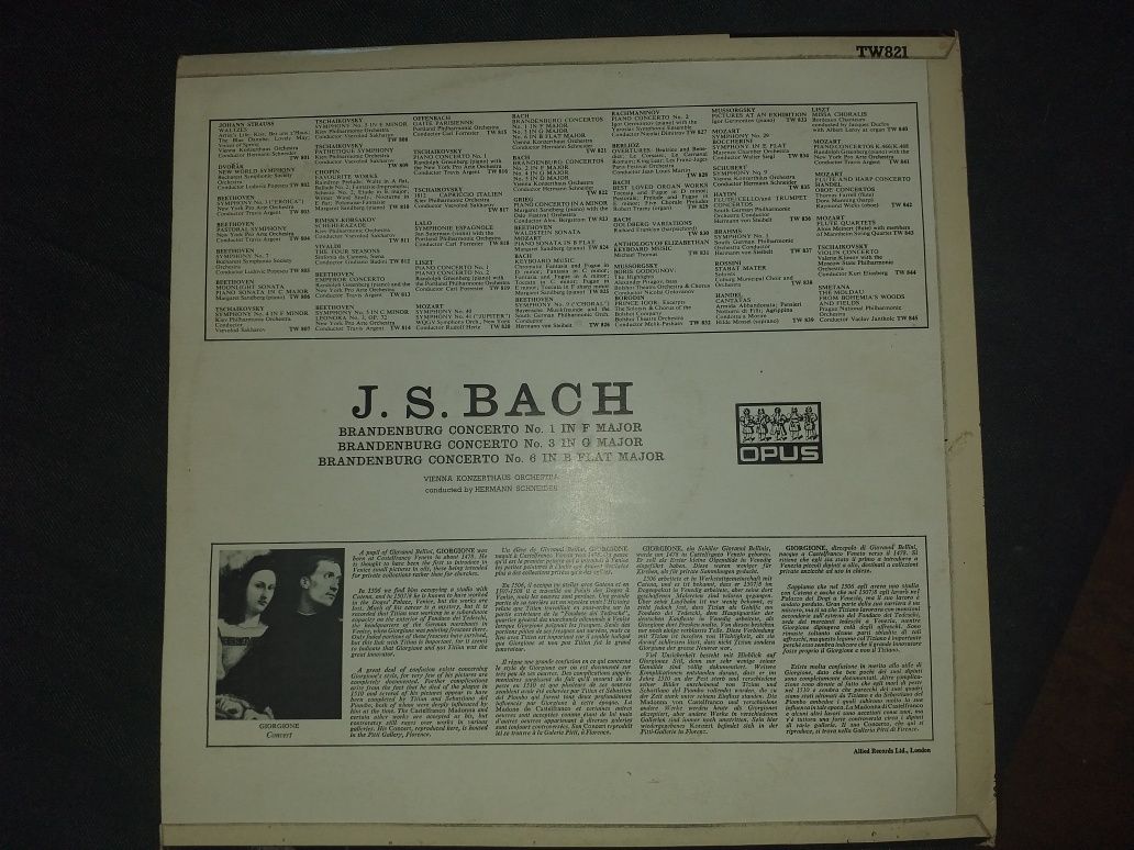 Vinyl J.S. Bach Koncerty brandenburskie (dyr. H.Schneider) Alied UK