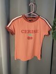 T-shirt bluzka z wiśniami i napisem cerise malinowa