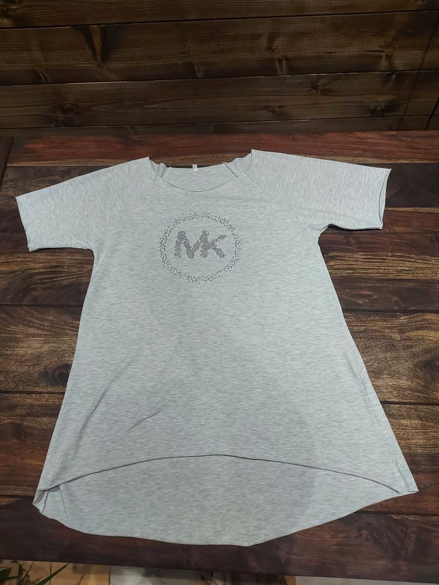 Szara koszulka z cekinowym logiem mk. Rozmiar M