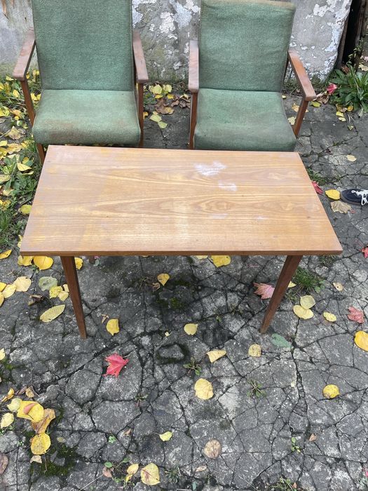 Zestaw mebli fotel fotele prl oryginalnymi etykietami z 1967