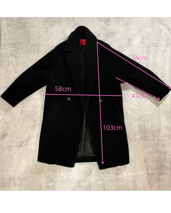 Пальто HUGO teddy оверсайз колір чорний