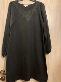Sukienka czarna dzianinowa z koronka MONSOON M