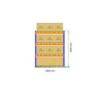 Regał paletowy BC14 L=2870mm 12 palet 1000kg 0+3 magazynowe paletowe