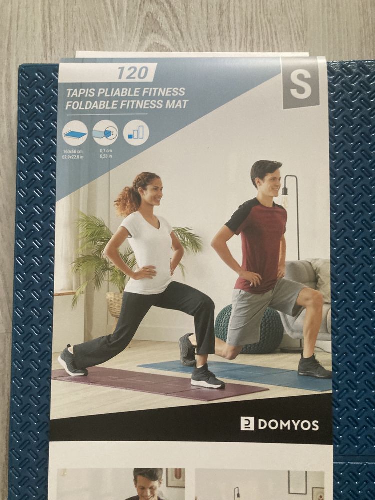Tapete de Ginástica e Pilates 160 cm x 58 cm x 7 mm Tone Mat Fold Azul