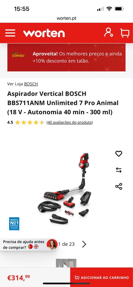 Aspirador vertical bosh