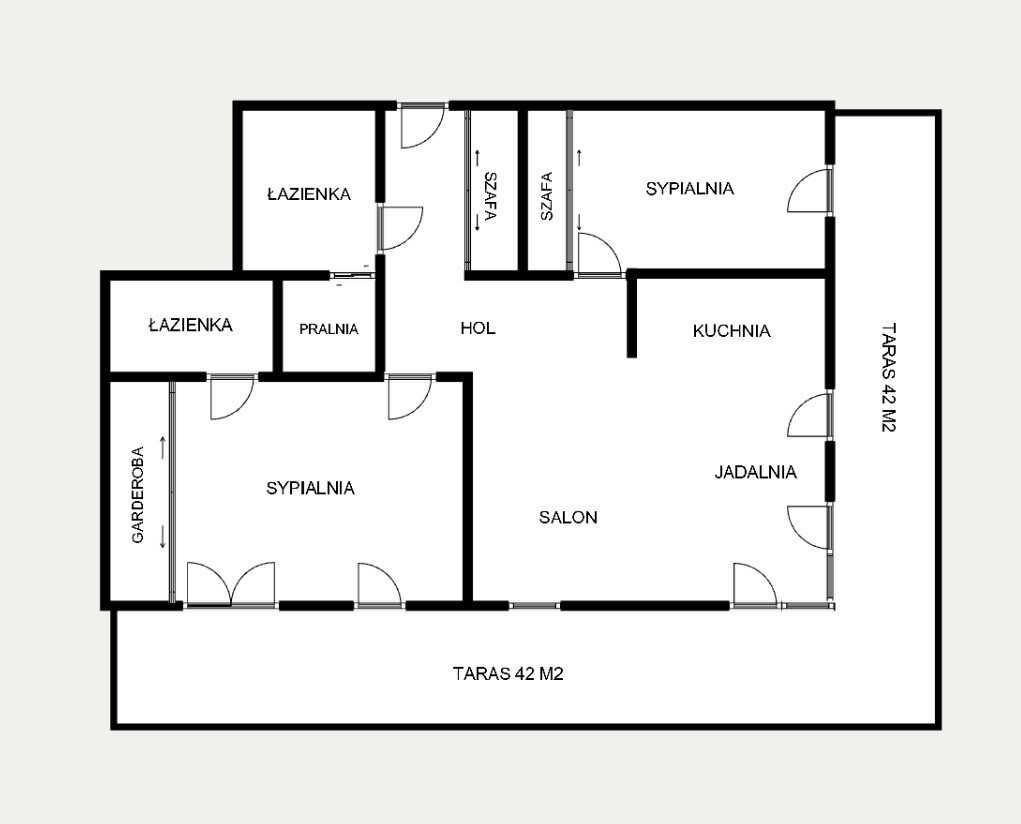 Unikatowe 3-pok. 90m2  z tarasem 42 m2, Dworska