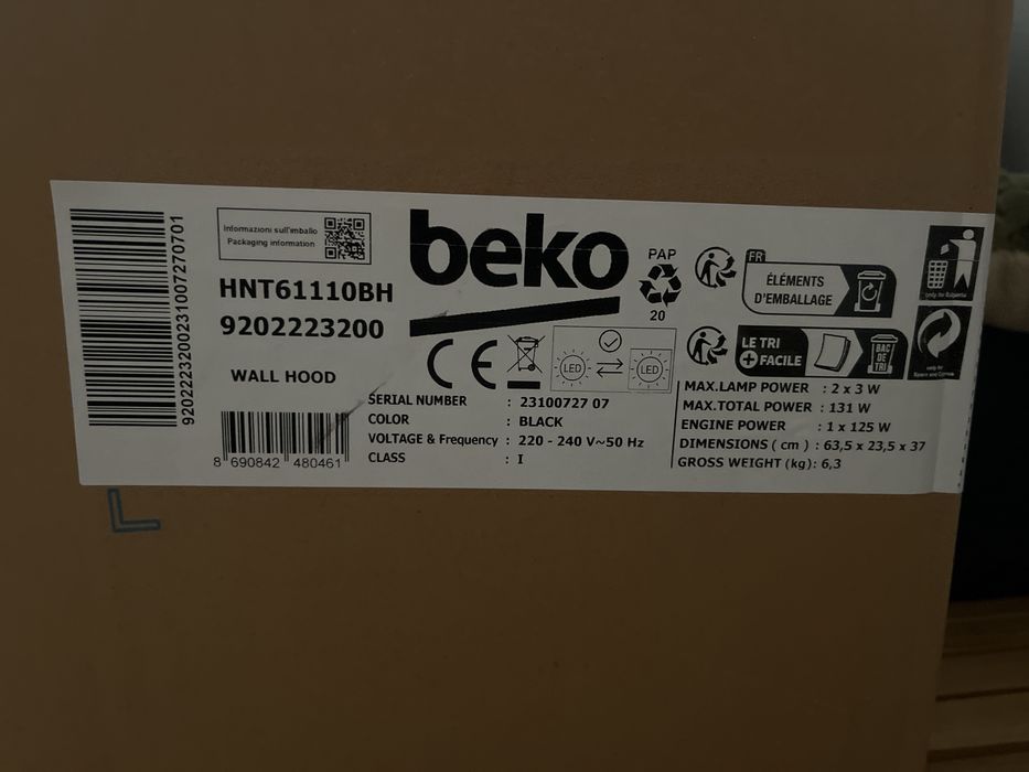 Okap Beko HNT61110BH b300 Czarny Nowy