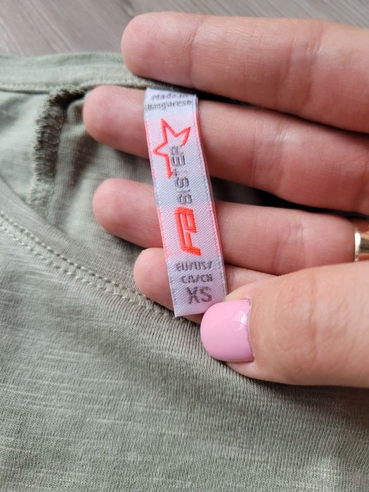 Koszulka/ t-shirt z asymetrycznym dołem khaki