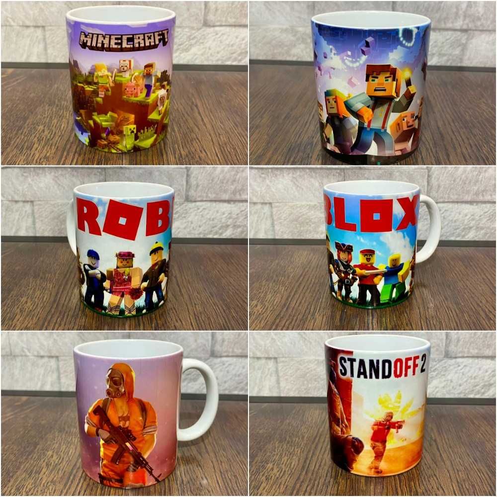 Чашки с любым принтом Minecraft, Roblox, Standoff 2