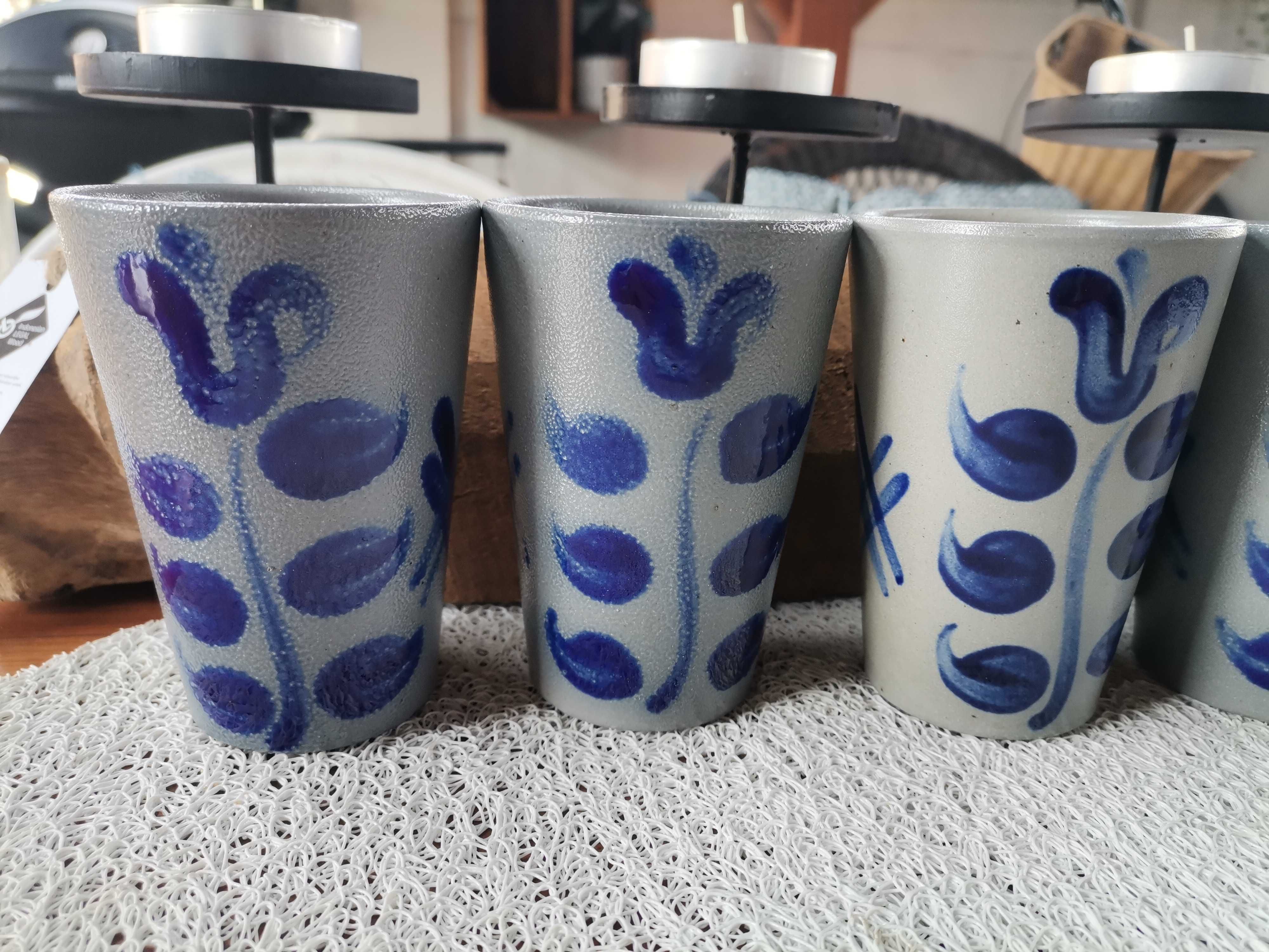 Ręcznie malowane kubki ceramiczne-6 szt.-nowe