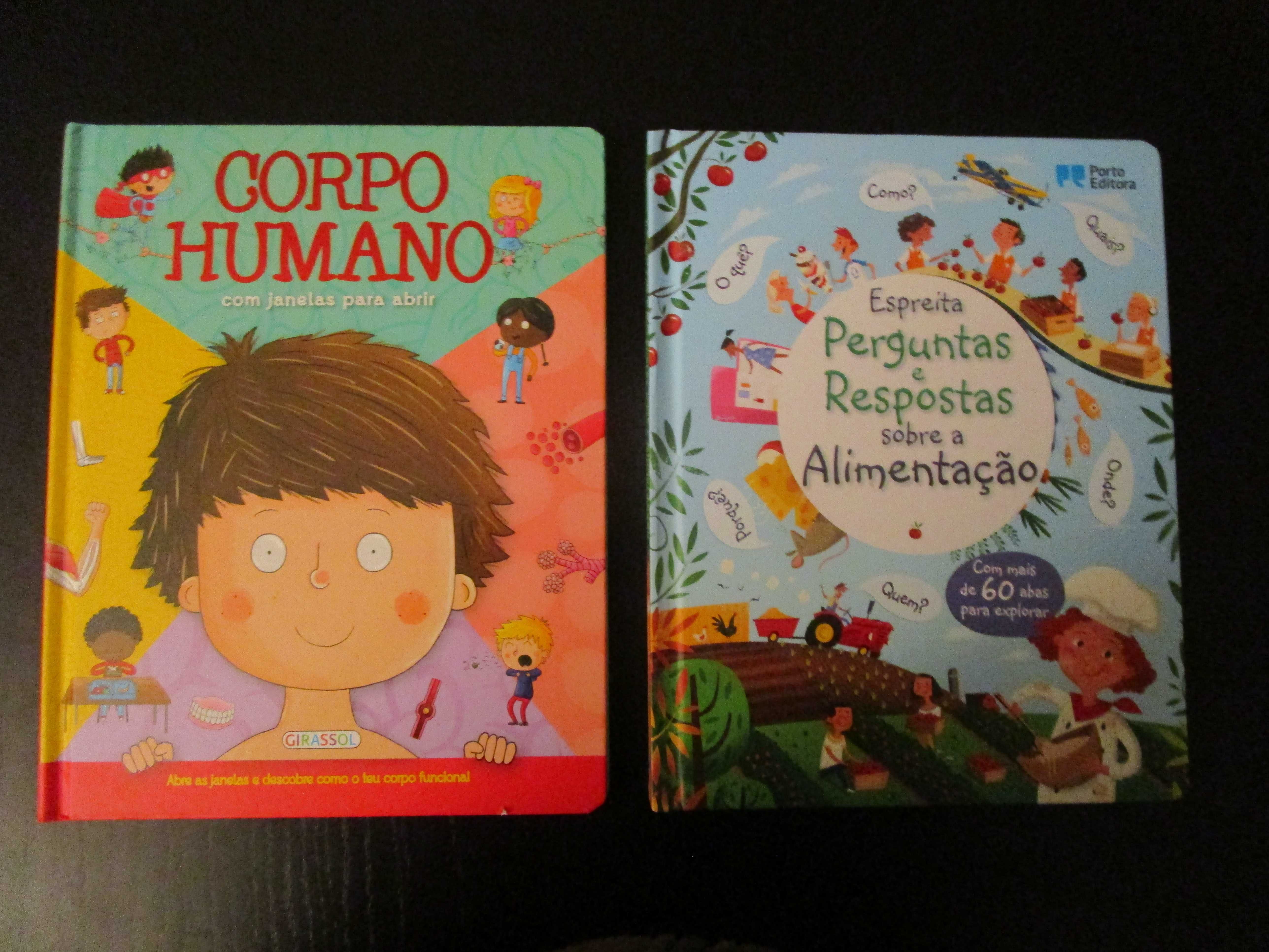 Livros educativos sobre a "Alimentação" e o "Corpo Humano" (10€ cada)