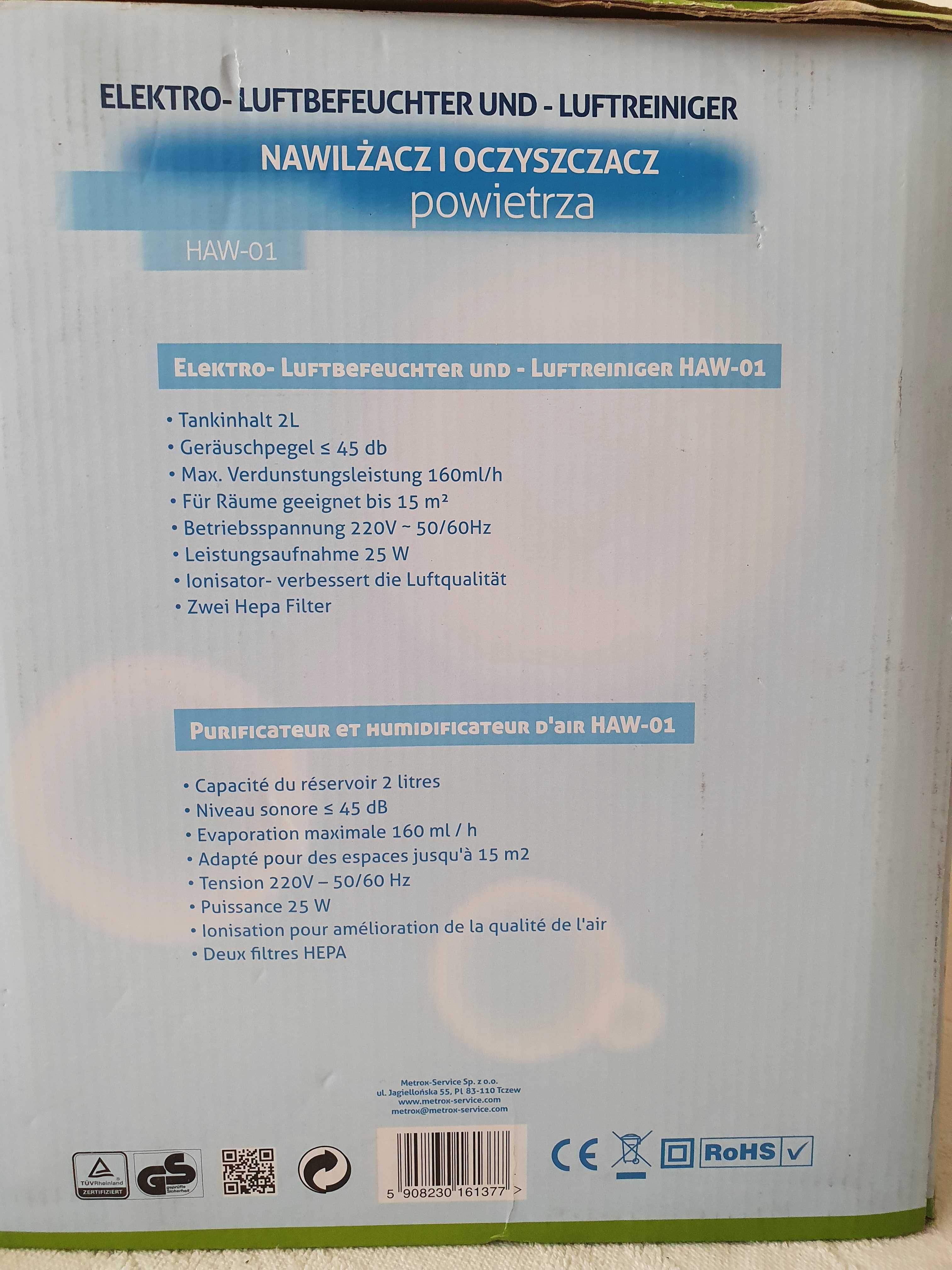 Nawilżacz i oczyszczacz! powietrza Metrox