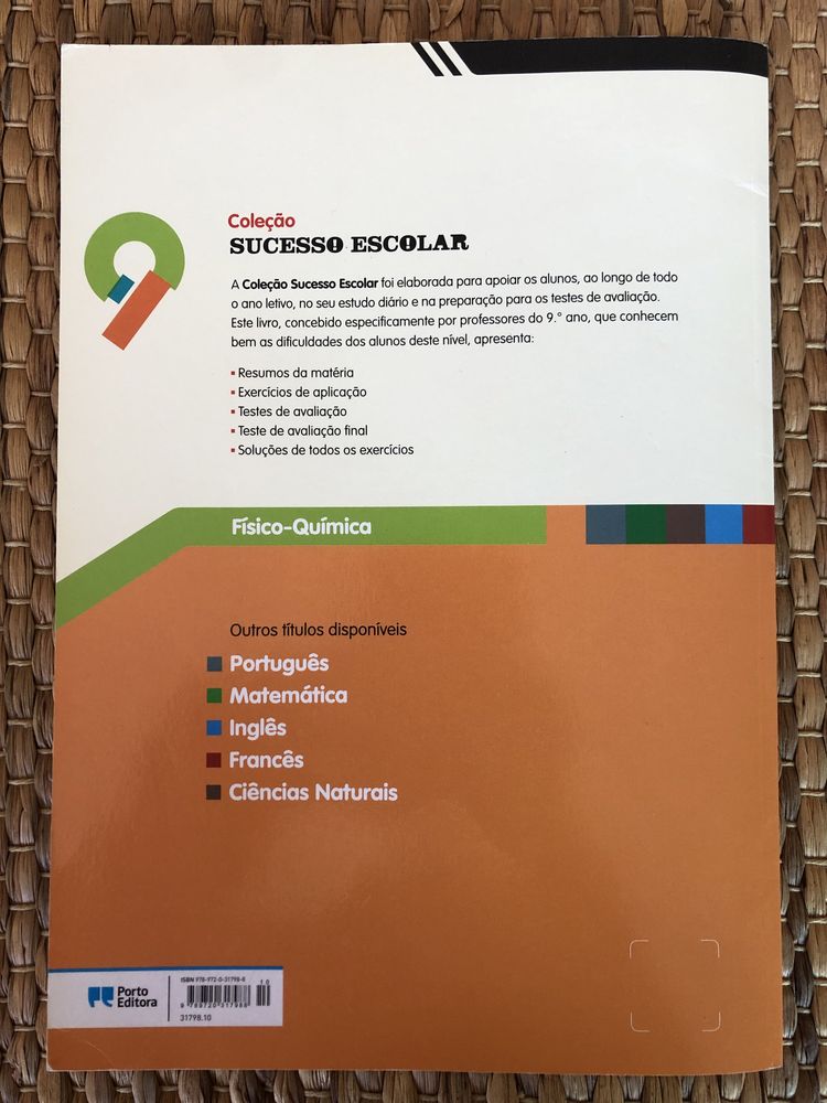 Livros de testes Matemática, Físico-Química e Ciências Naturais 9 Ano