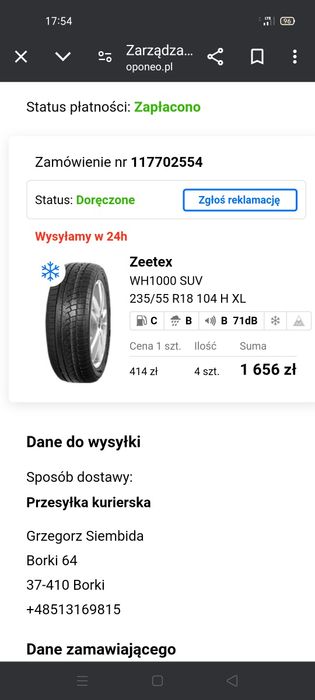Kąplet felgi z zimowymi oponami  18"Citroen C5 aircros