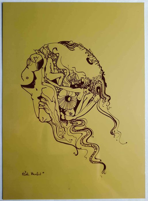 Akt Abstrakcja Grafika na Metalu Sygnatura Autorska