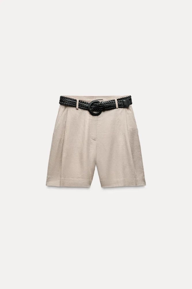 Шорти з ременем бермуди zara льон