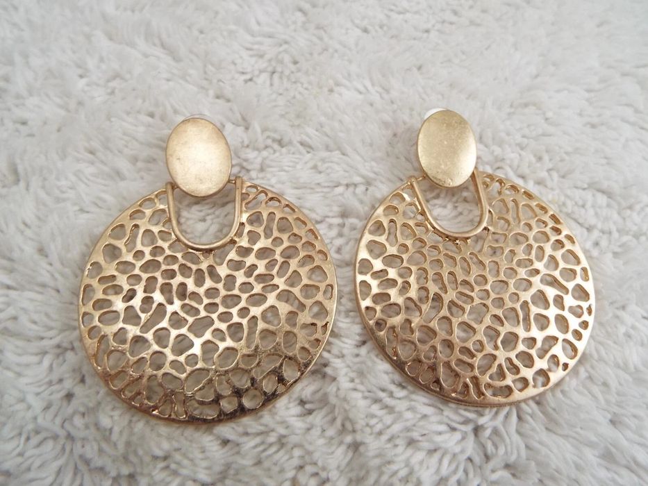 Nowe kolczyki w kolorze starego złota Boho etno stal nierdzewna