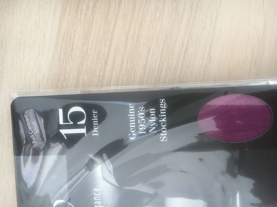 489/ Pończochy nylonowe RHT 15 den Full contrast plum śliwkowy Small