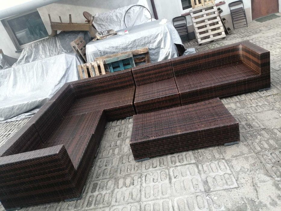 narożnik ogrodowy stół ława fotel meble na ogród ogrodowe XL poduszki