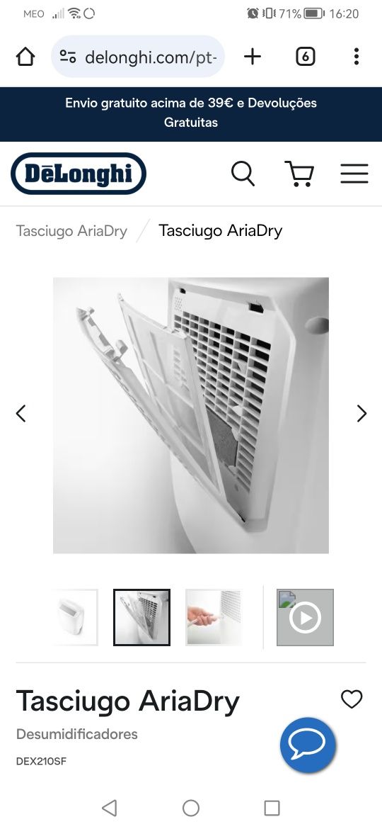 Desumidificador delonghi ariadry
