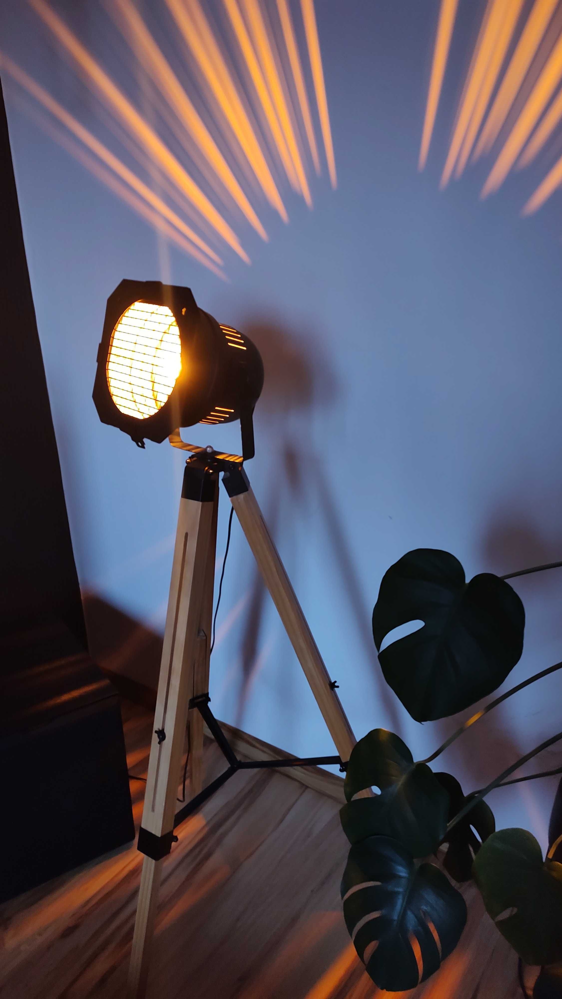 Lampa retro, Par56, lampa trójnóg, loft, żarówka Edison