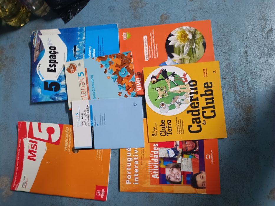 Livros escolares novos e CDs