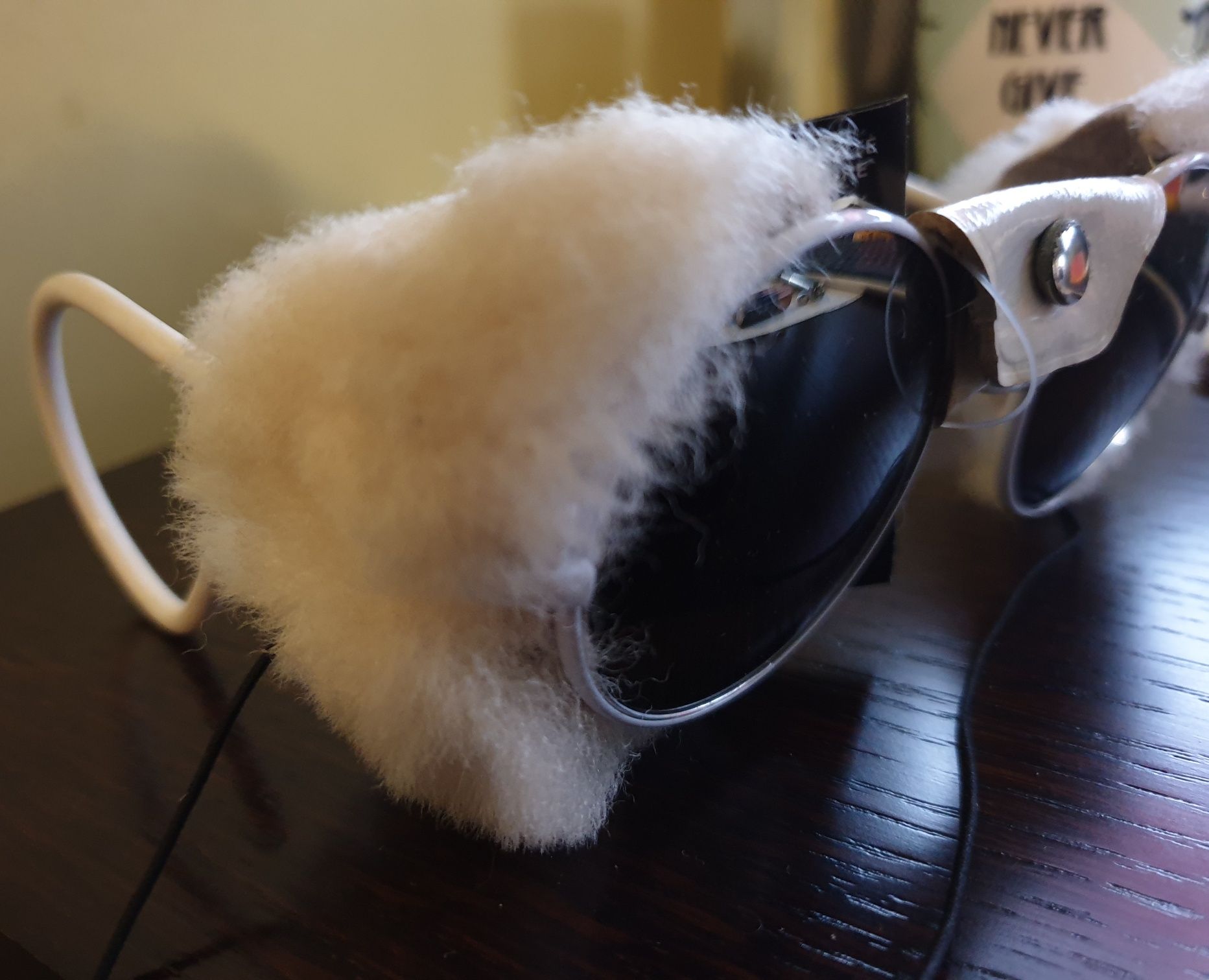 CEBE okulary przeciwsłoneczne vintage retro lenonki skóra/futro