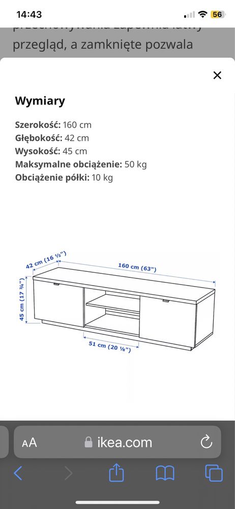 Szafka pod tv ikea byas połysk