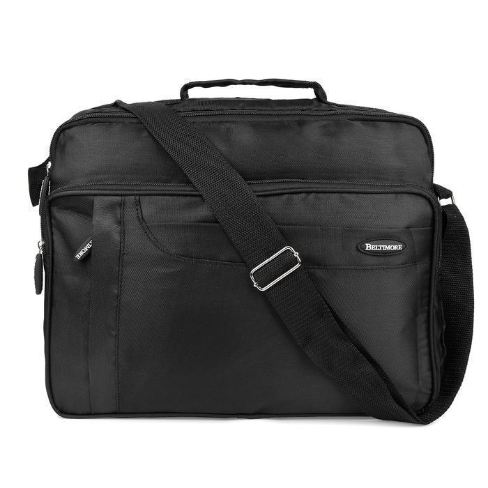 Duża męska torba trzykomorowa czarna do pracy Beltimore pojemna nowa