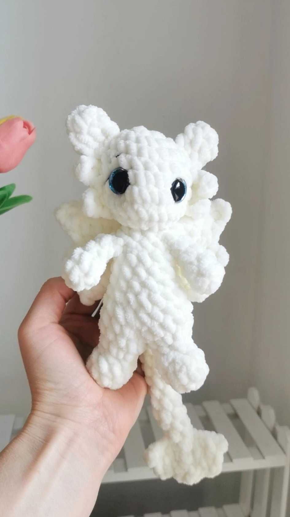 Smok, Biała Furia na szydełku handmade
