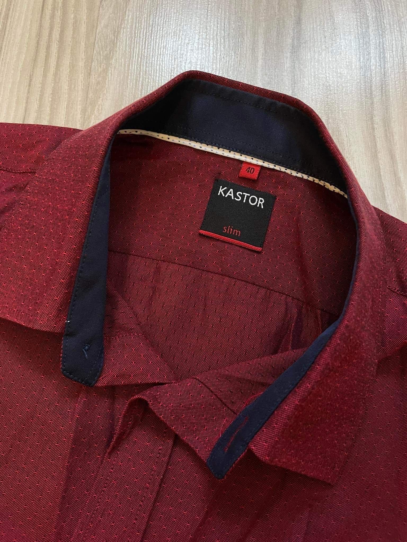 Bordowa koszula Kastor Slim