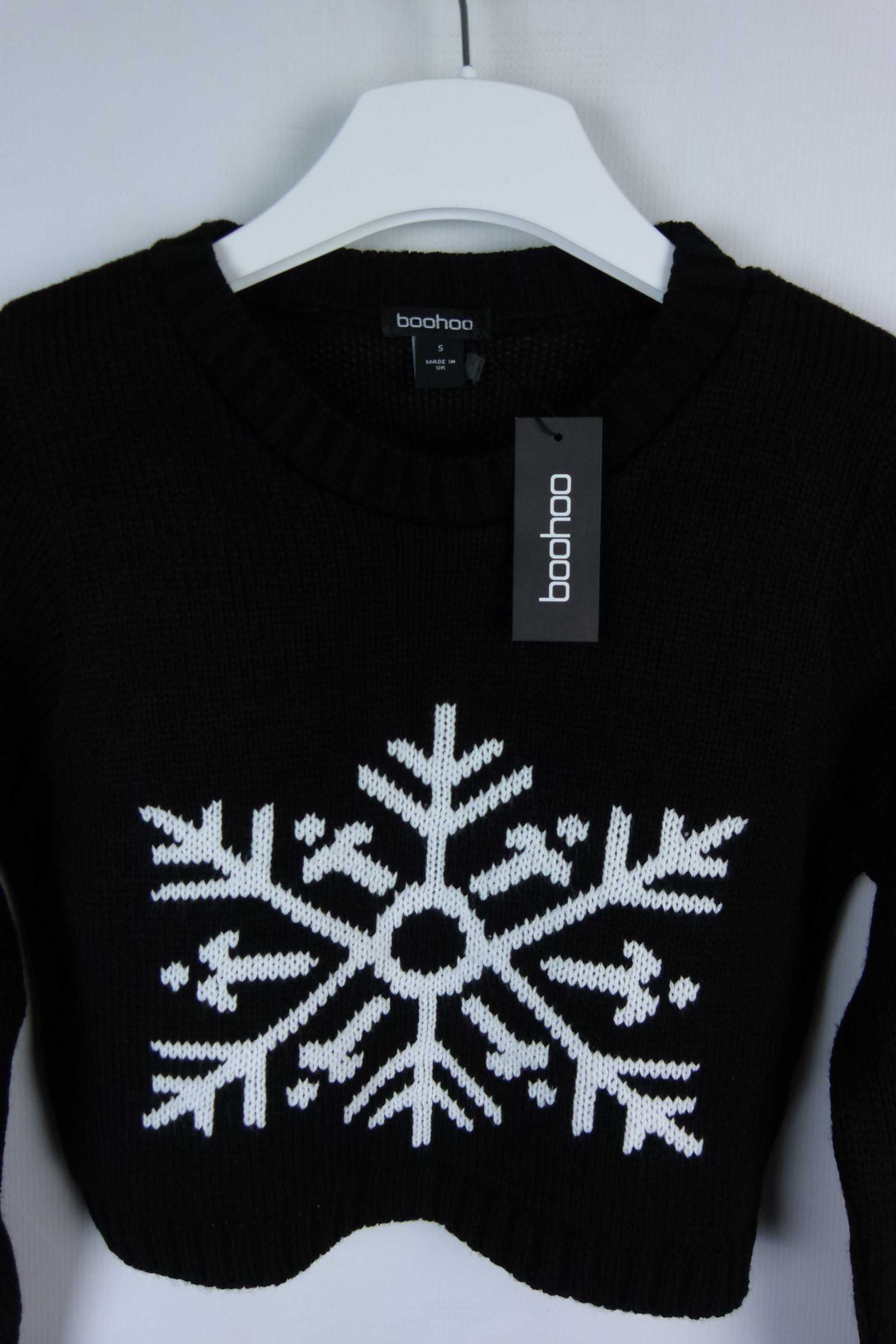 Boohoo damski krótki sweter crop ze śnieżynką / S z metką