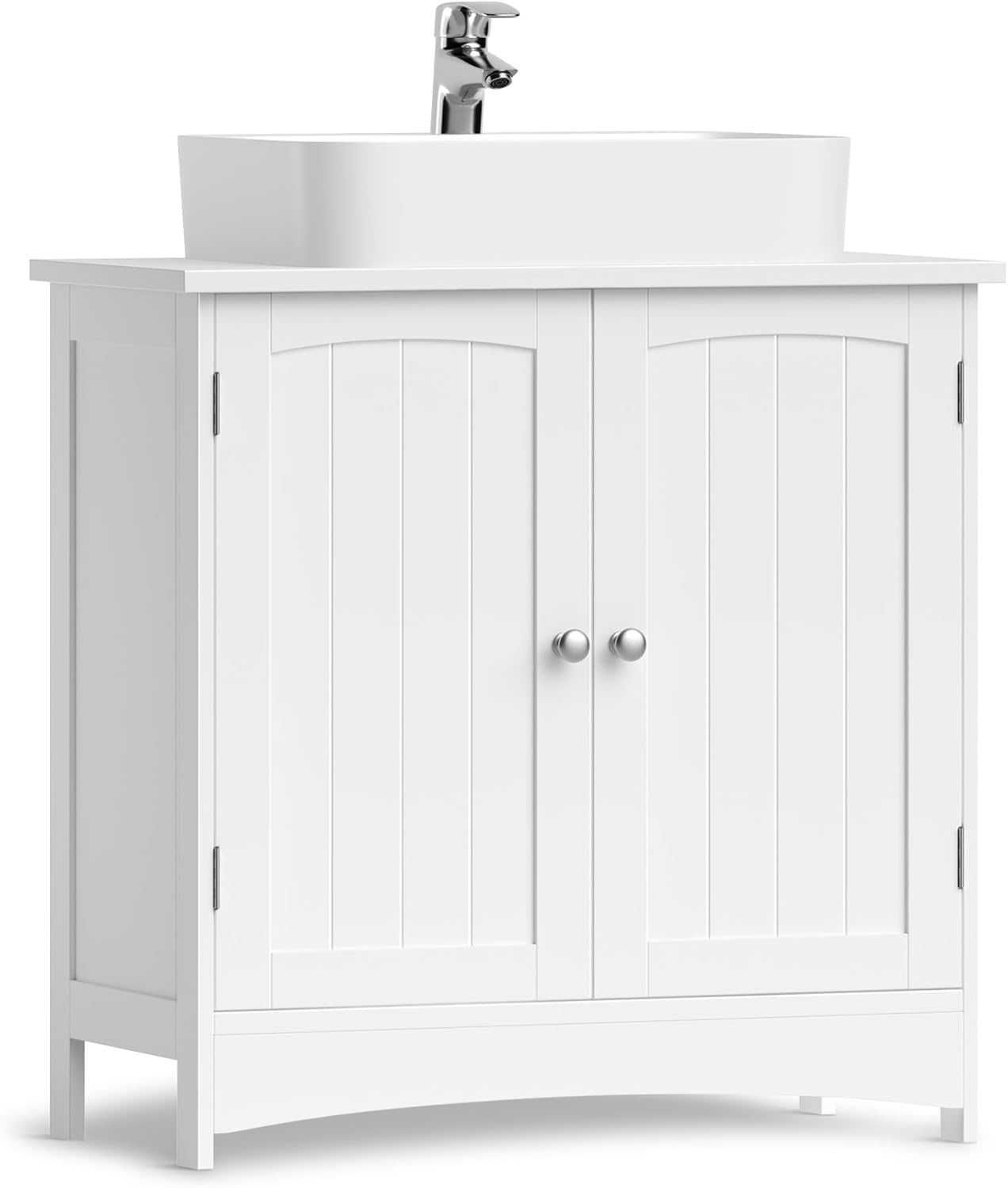 Szafka pod umywalkę, szafka łazienkowa, 2-drzwiowa, biała, 60 x 30