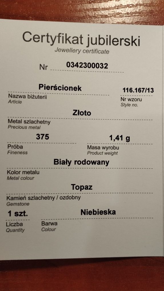 Pierscionek zaręczynowy Topaz z Diamentami
