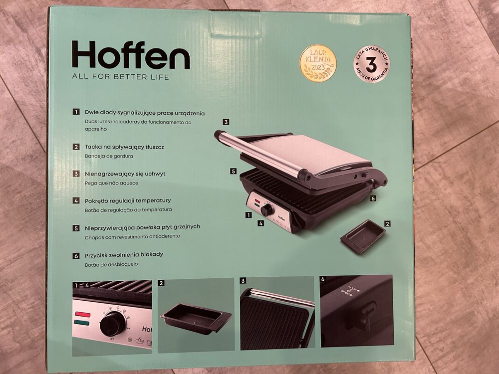 Grill elektryczny kontaktowy panini Hoffen 2000W