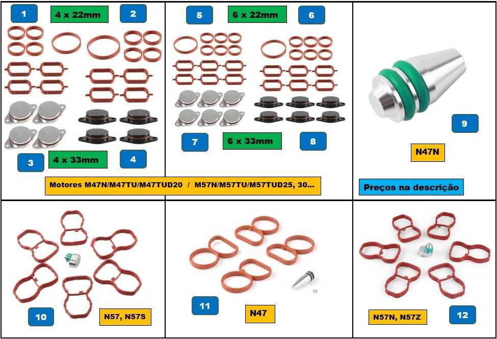 Kit remoção substituição borboletas coletor BMW N47, N57, M47, M57