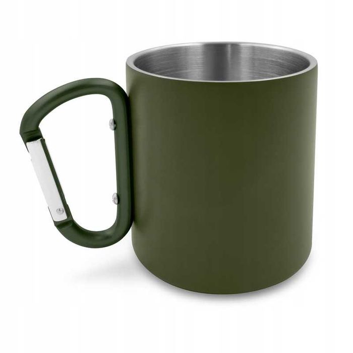 Kubek turystyczny,militarny,karabińczyk 280ml Zielony, stal nierdzewna