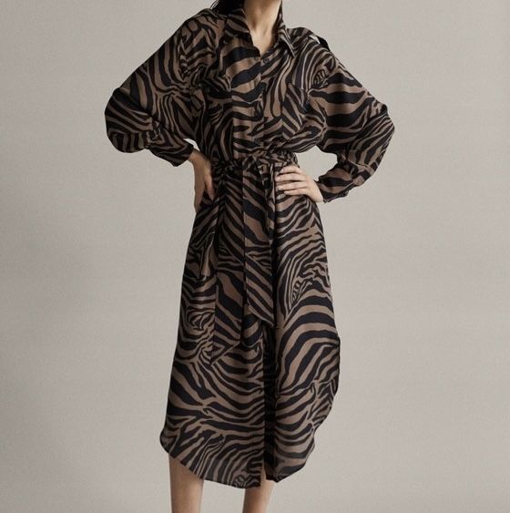 Sukienka Massimo Dutti zebra unikat koszulowa L
