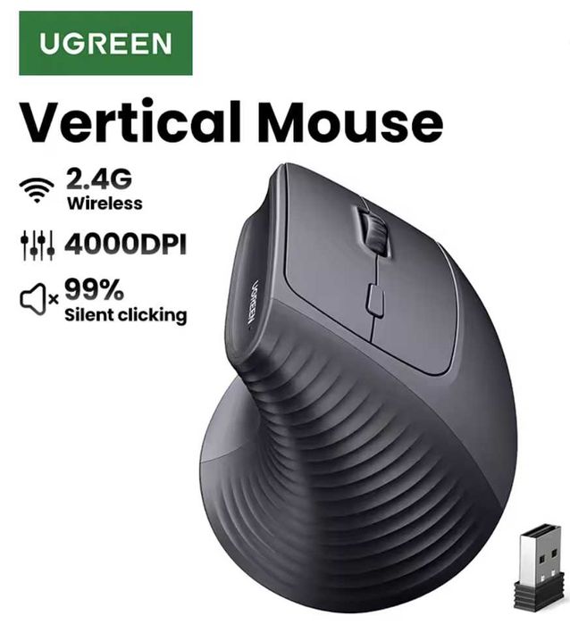 UGREEN Vertical Wireless Mouse M571 2.4G - безшумна вертикальна мишка