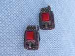 Srebrne oksydowane kolczyki z koralem Sterling Silver 925 4,86 g