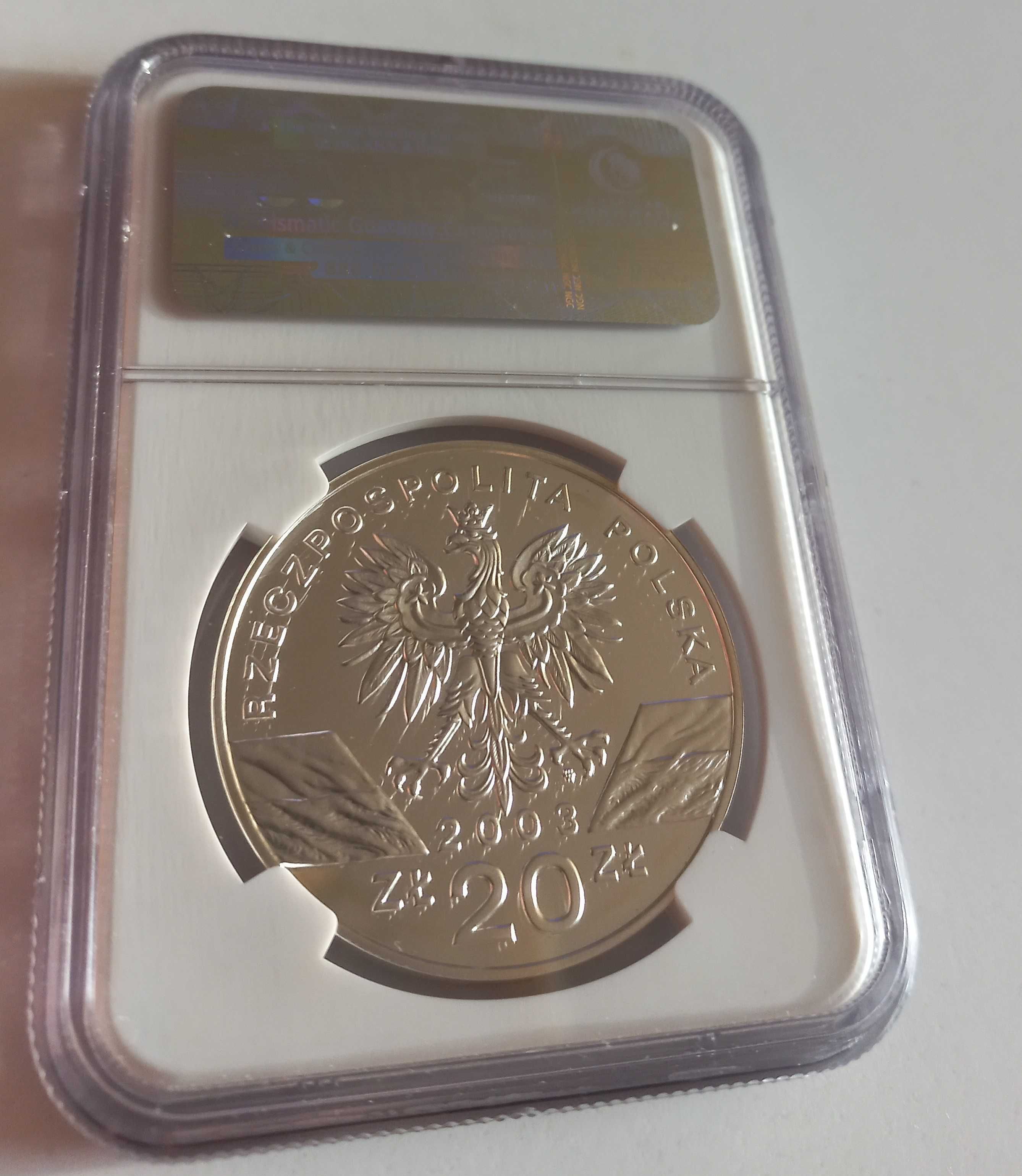 20 zł 2003 - Zwierzęta Świata - Węgorz Europejski, NGC PF69