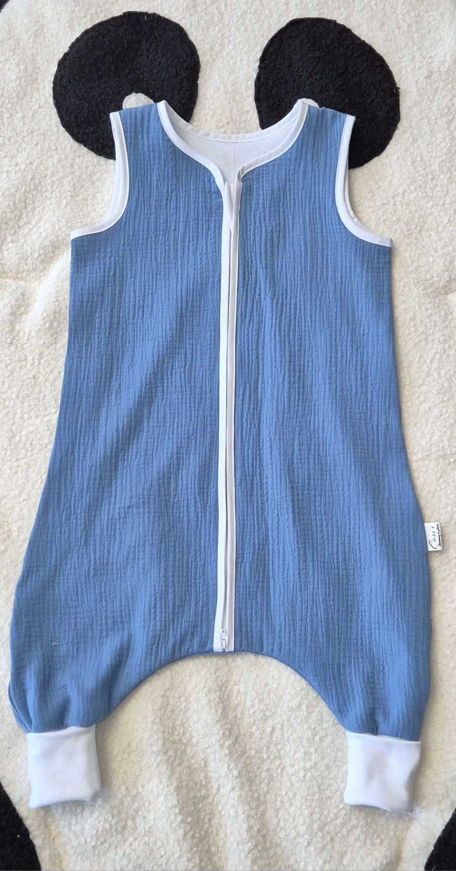 MUŚLINOWY Śpiworek z nogawkami standard 1,6 tog rozm 80-86 kolor Jeans