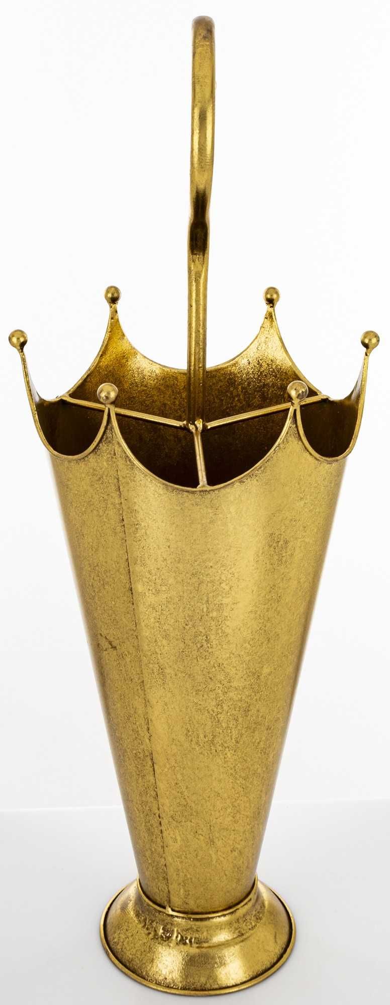 Parasolnik Stojak Na Parasole Złoty Antyczny Retro Loft Metal 164797