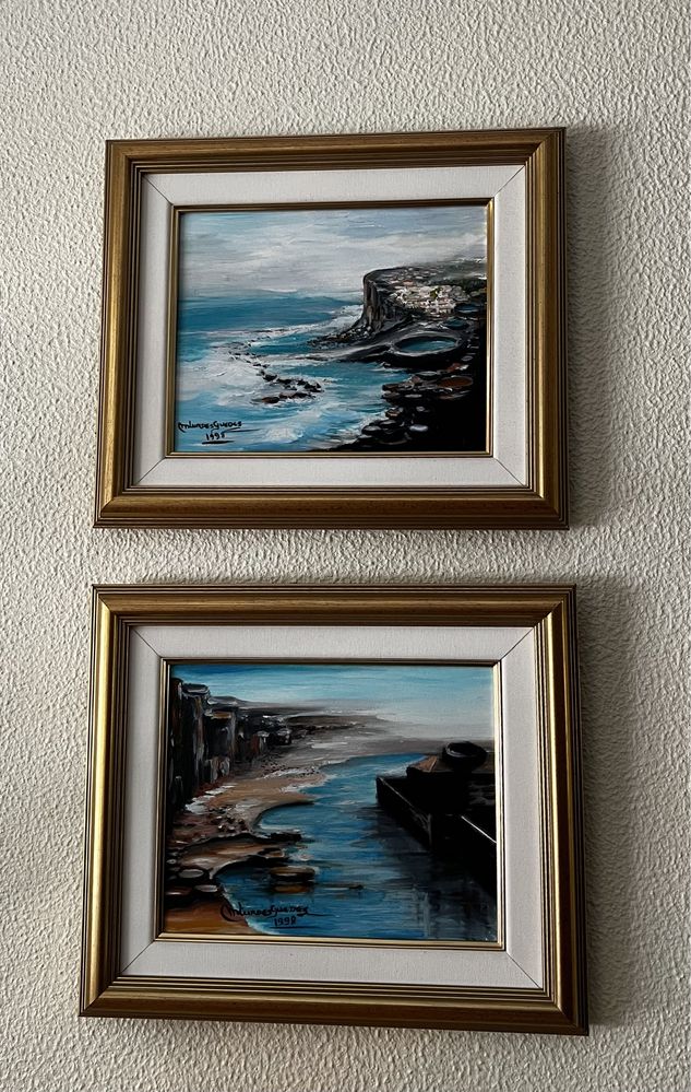 Quadros com pintura a óleo c/ moldura dourada