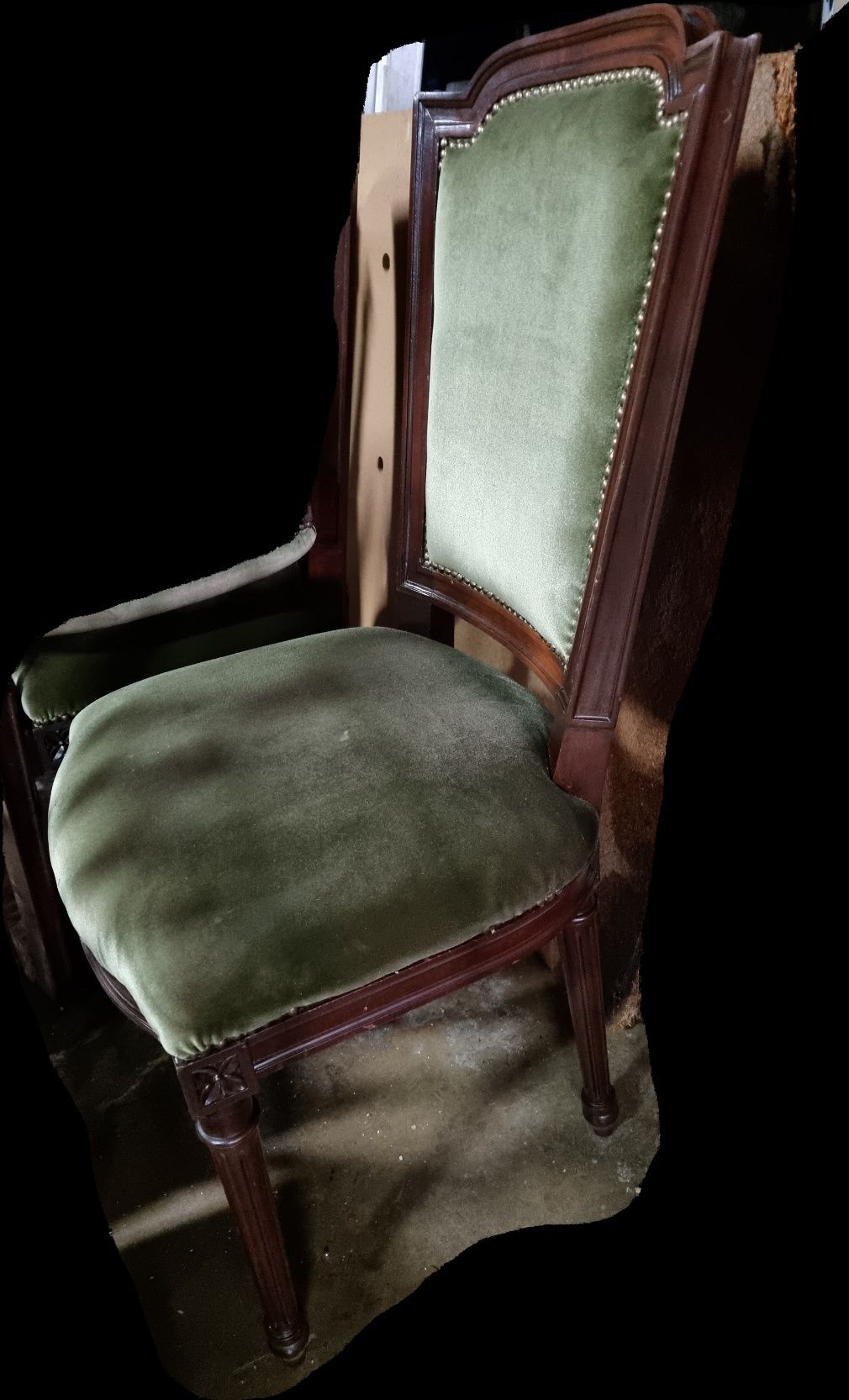 6 cadeiras de veludo verde